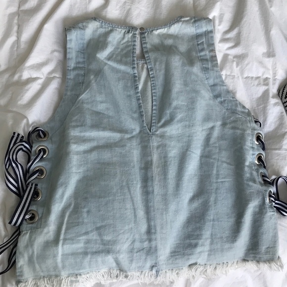 💍Denim halter top with ribbon details 💍 - Picture 2 of 5